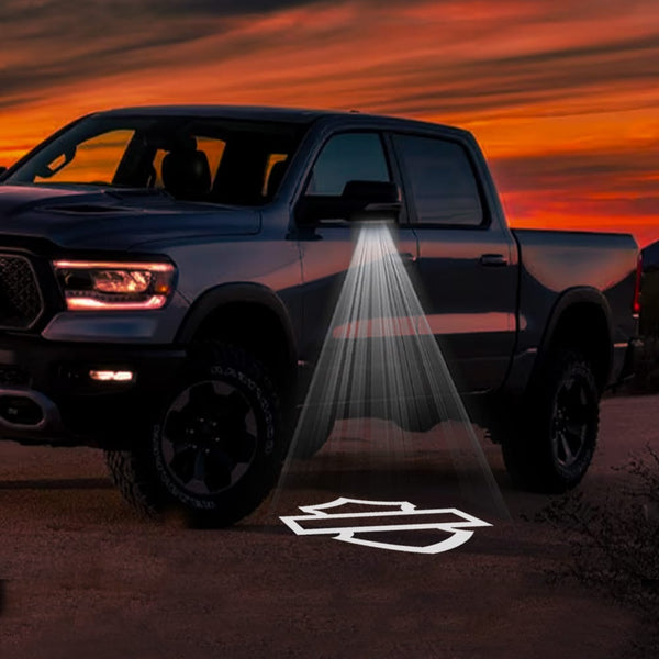 RAM RAM 1500 3rd/4th/5th Gen Premium Side Wing Mirror Puddle Lights Various Designs 2002-2026 Harley Davidson Motor cycles Logo 4 - 1 Pair 2 Side Mirror Lights