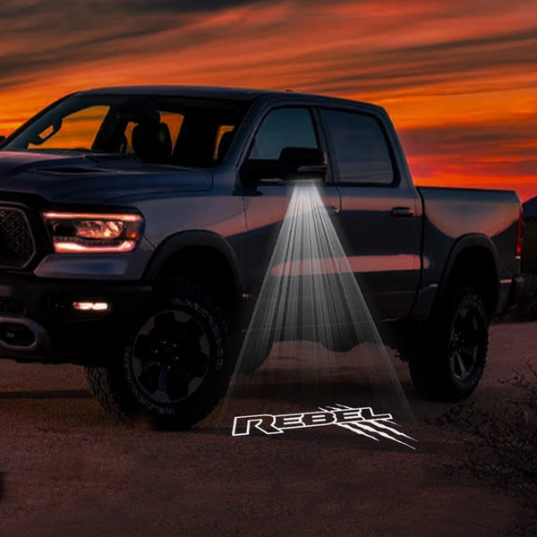RAM RAM 3500 3rd/4th/5th Gen Premium Side Wing Mirror Puddle Lights Multiple Designs - 2003-2026 Rebel with Claw - 1 Pair 2 Side Mirror Lights