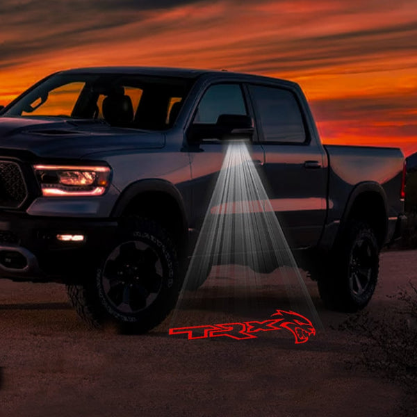 RAM RAM TRX Premium Side Wing Mirror Puddle Lights Multiple Designs 2021-2024 TRX Hellcat Red - 1 Pair 2 Side Mirror Lights