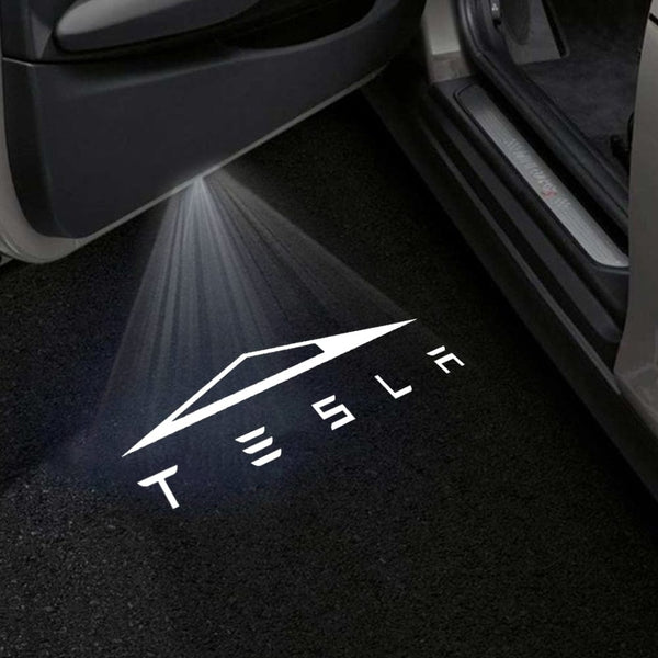 Tesla Word With Triangle Logo - 1 Pair 2 Doors
