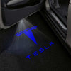 Tesla Logo With Word Blue - 1 Pair - 2 Doors