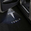 Tesla Logo With Word White - 1 Pair  - 2 Doors