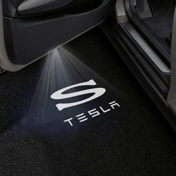TESLA Tesla Model S Premium Door Puddle Lights Various Designs 2014–2020 S TESLA Word - 1 Pair 2 Doors