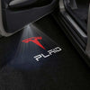 TESLA Tesla Model X Premium Door Puddle Lights Multiple Designs 2022-2025 Tesla Logo With PLAID Word - 1 Pair 2 Doors