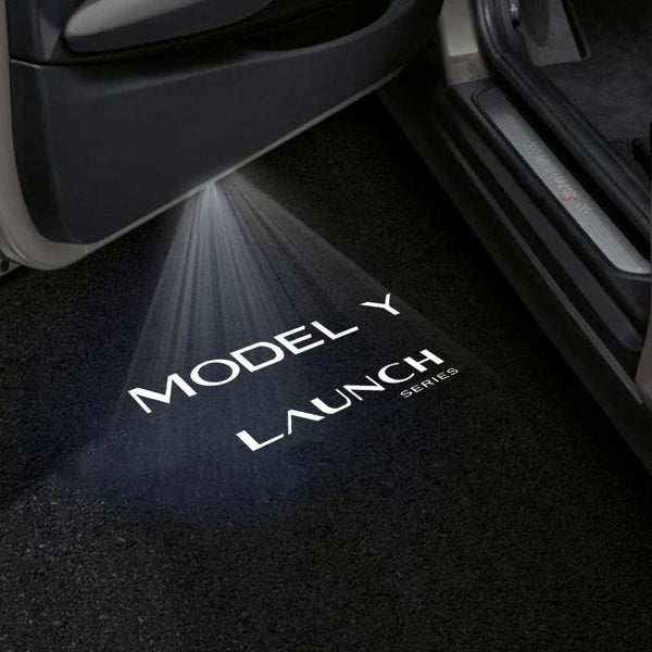 TESLA Tesla Model Y Juniper Premium Door Puddle Lights Multiple Designs 2025–2026 Tesla Model Y Launch Series Word - 1 Set - 2 Doors
