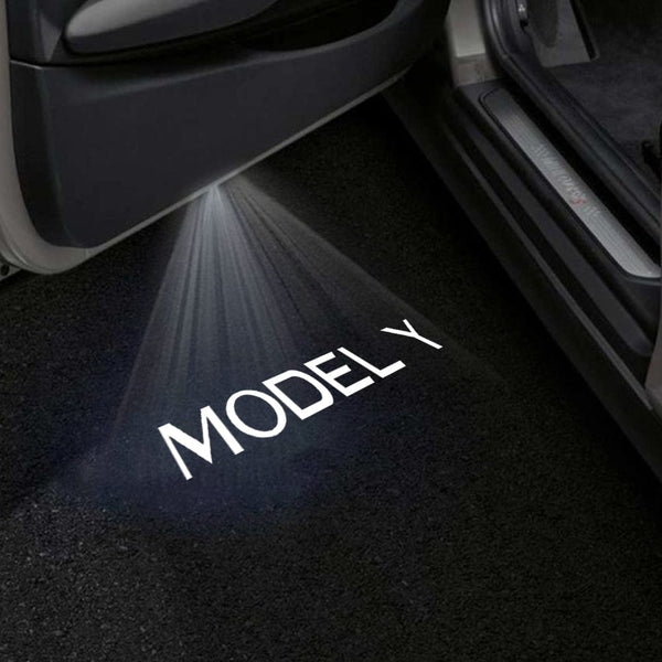 TESLA Tesla Model Y Juniper Premium Door Puddle Lights Multiple Designs 2025–2026 Tesla Model Y Word - 1 Set - 2 Doors