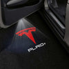 Tesla Logo With Word PLAID Red - 1 Pair 2 Doors
