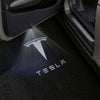 TESLA Tesla Universal Door Stick On Puddle Lights Multiple Designs Tesla Logo With Word White - 1 Pair 2 Doors