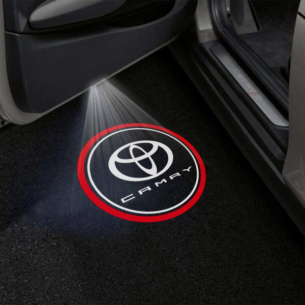 Toyota Logo with CAMRY Word Double Circle Red 1 Pair - 2 Doors