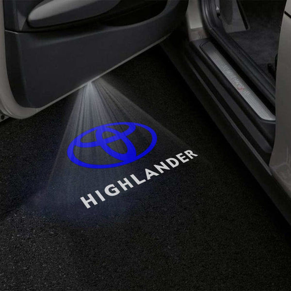 Toyota Toyota Grand Highlander Premium Puddle Lights Multiple Designs 2024-2025 Toyota Logo Blue HIGHLANDER Wording - 1 Set - 2 Doors