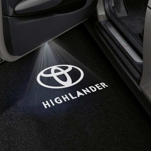 Toyota Logo White With HIGHLANDER Word - 1 Pair 2 Doors