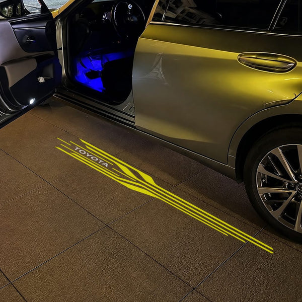 Toyota Yellow Speed Line Curtain Logo - 1 Pair - 2 Doors