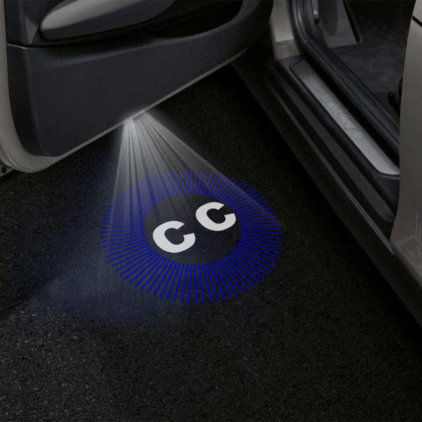 VOLKSWAGEN Volkswagen Lamando Premium Puddle Lights Multiple Designs 2014-2025 CC Word With Blue Dotted - 1 Set - 2 Doors