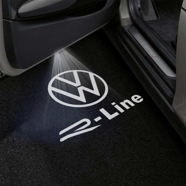 VOLKSWAGEN Volkswagen Passat B6/B7/B8/B9 Premium Puddle Lights Multiple Designs 2005-2025 Volkswagen Logo With R-Line Word - 1 Set - 2 Doors